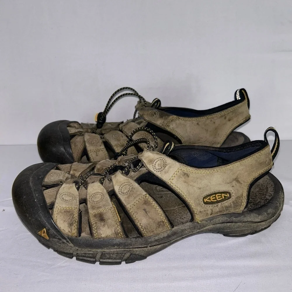 Keen Sandals Newport Closed Toe Leather Shoes Waterproof Bungee Laces Outdoors